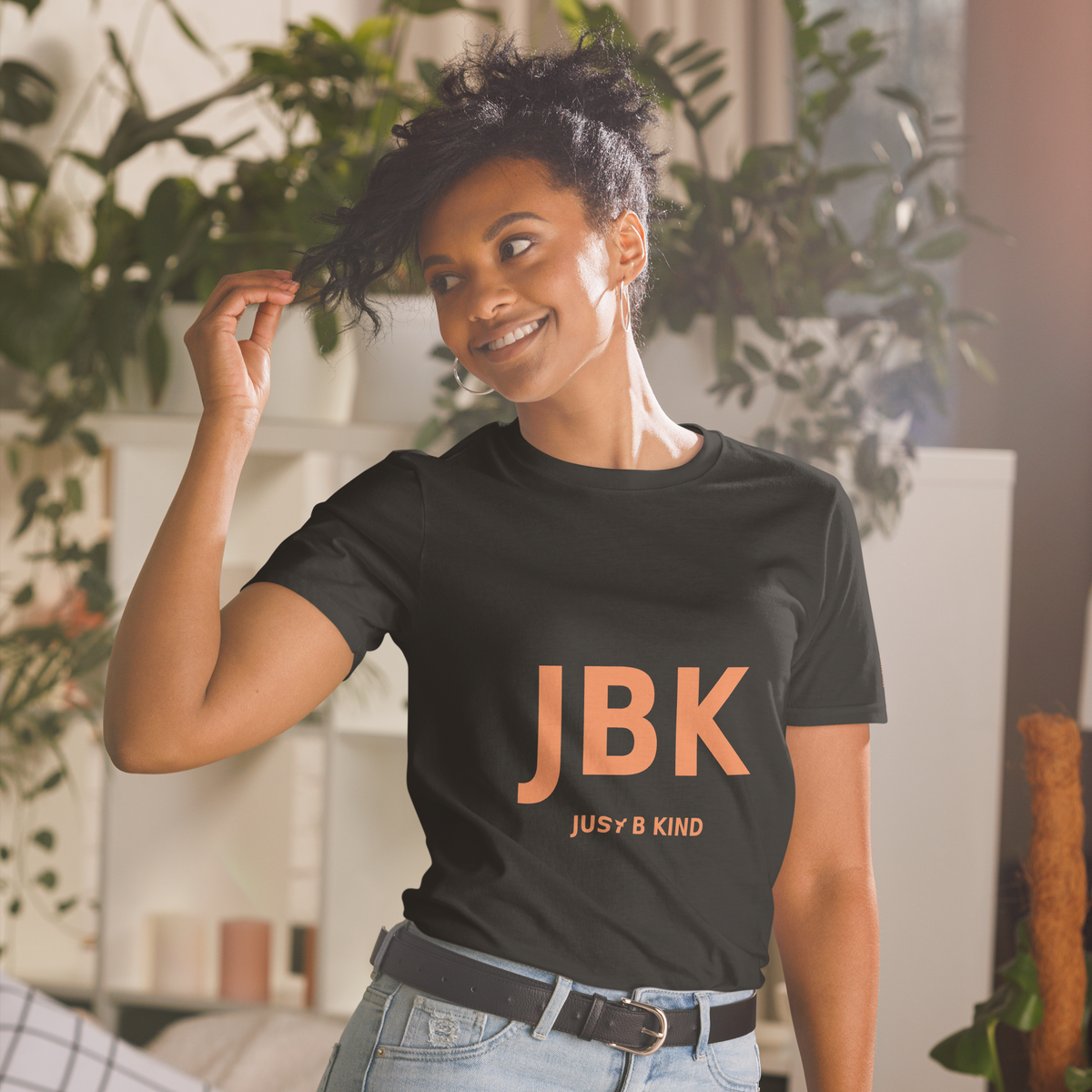 Black JBK Just B Kind unisex T-shirt — front view